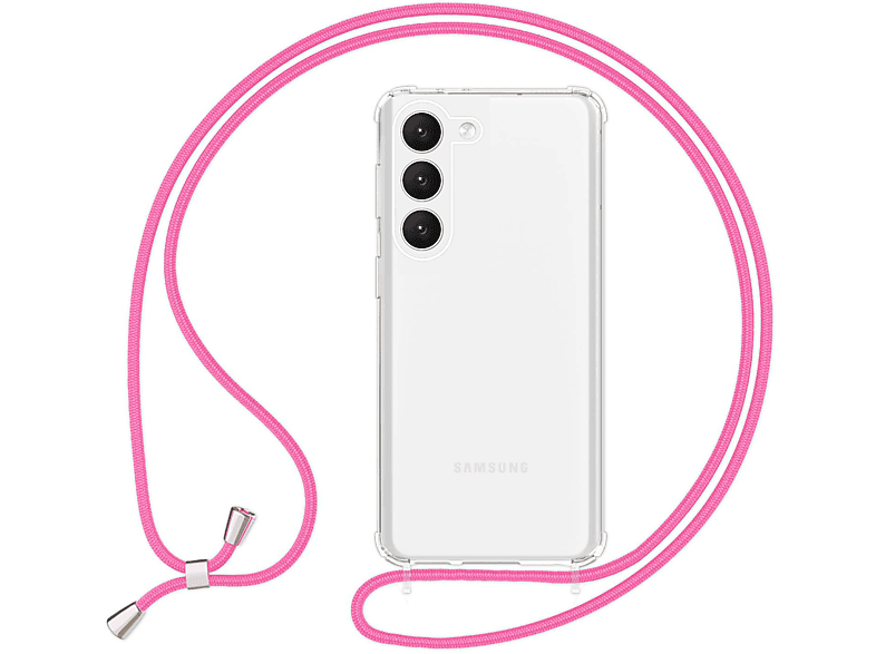 NALIA Klare Hybrid Hülle Backcover, Pink Galaxy Plus, Samsung, Kette zum mit Umhängen, S23