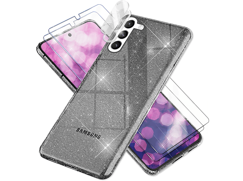 NALIA Klare Glitzer Hülle mit & Kameraschutz, Samsung, Schwarz Backcover, Galaxy Plus, S23 2x Display