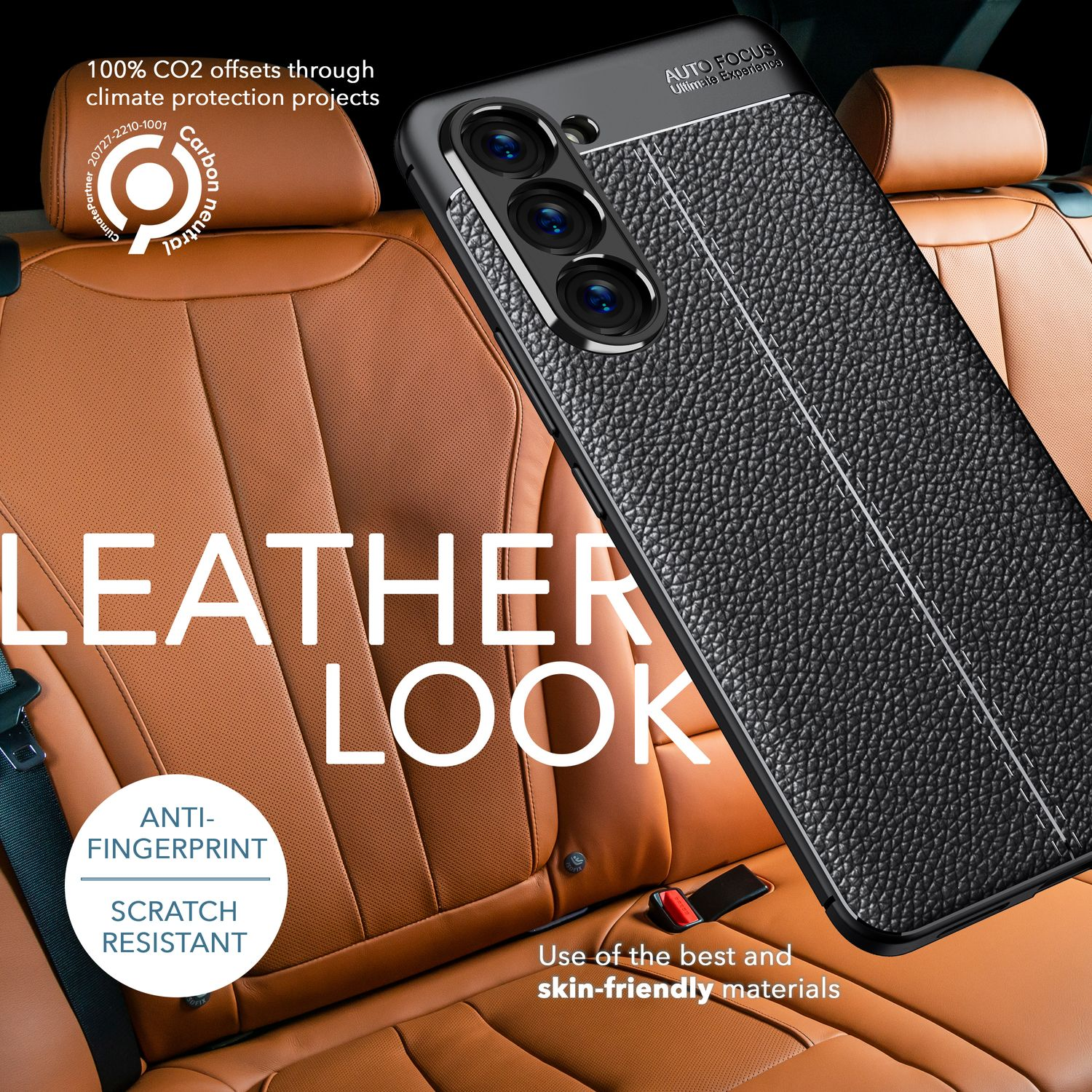 Leder-Look 2x Schwarz Hülle Silikon Displayschutz, mit S23 NALIA Plus, Backcover, Galaxy Samsung,