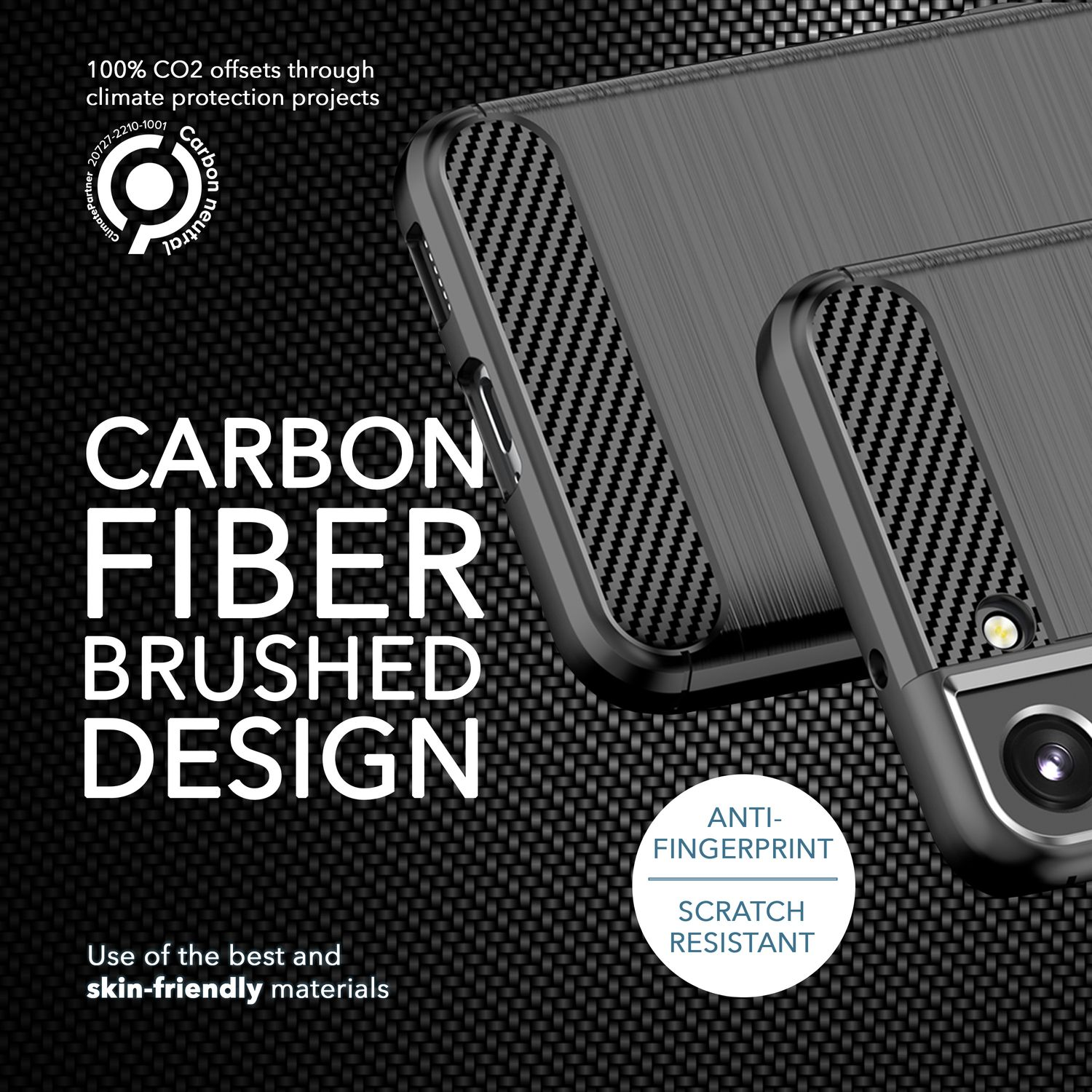 NALIA Carbon-Look Silikon Hülle Backcover, Galaxy 2x Schwarz S23, Samsung, Displayschutz, mit