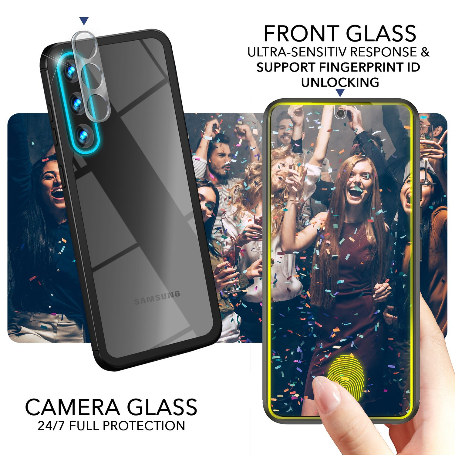 Display- mit Kameraschutz, & 2x Backcover, Hybrid Transparent Klare Hülle NALIA Galaxy Samsung, S23,
