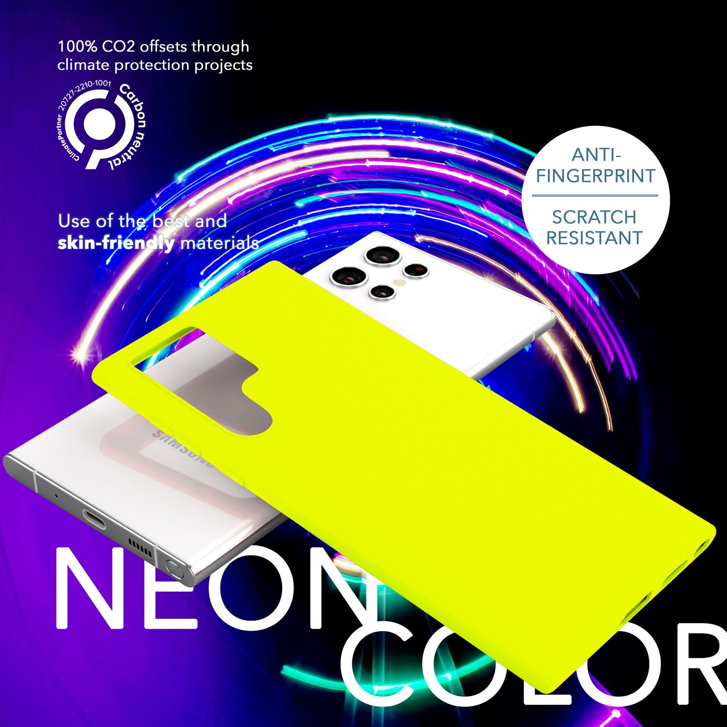 NALIA Neon Silikon Gelb mit Galaxy 2x S23 Ultra, Backcover, Hülle Displayschutz, Samsung