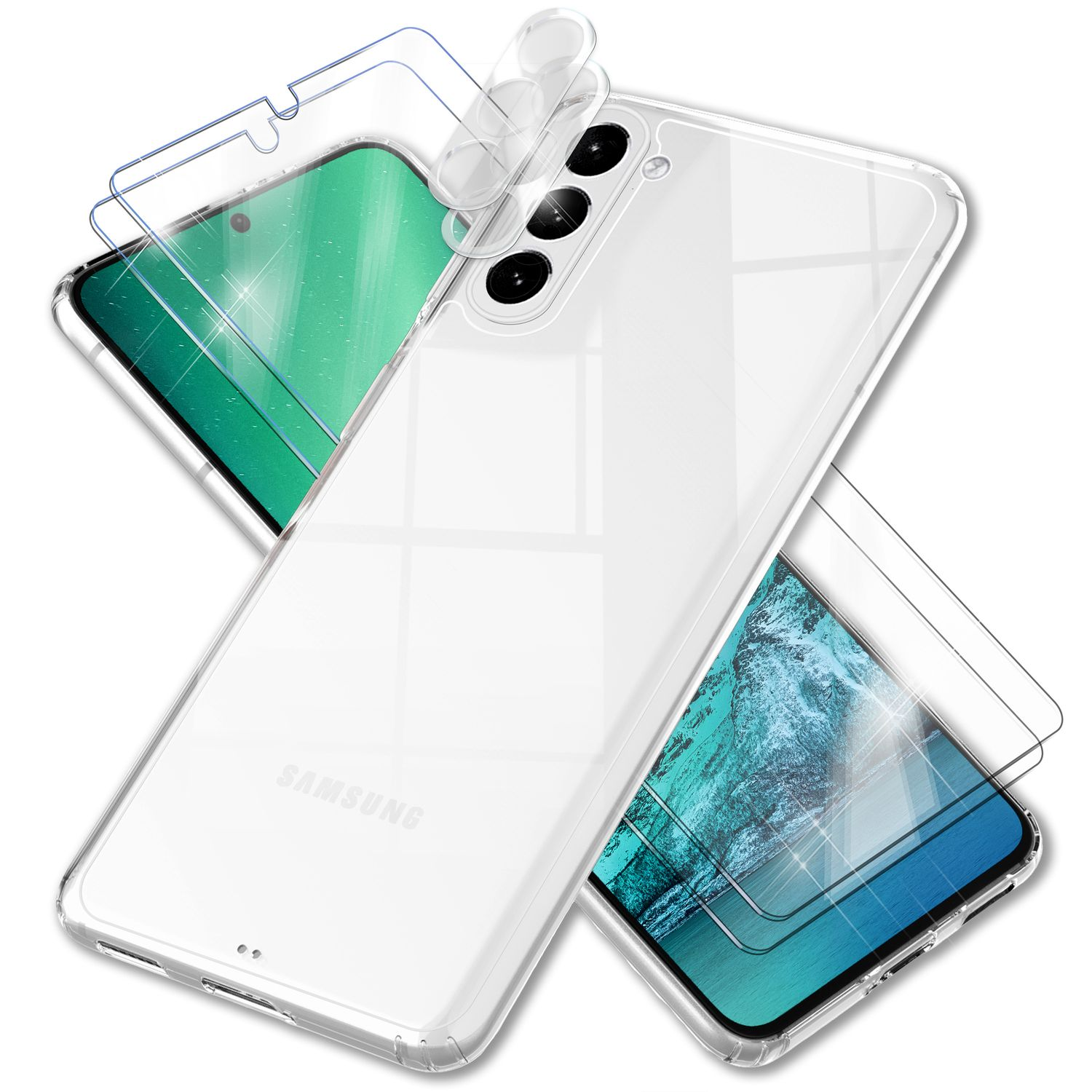 mit NALIA Transparent 2x Backcover, Hülle & Samsung, Kameraschutz, Harte Display- S23, Galaxy Klare