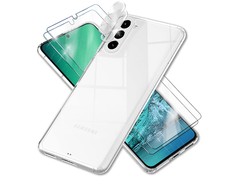 mit NALIA Transparent 2x Backcover, Hülle & Samsung, Kameraschutz, Harte Display- S23, Galaxy Klare