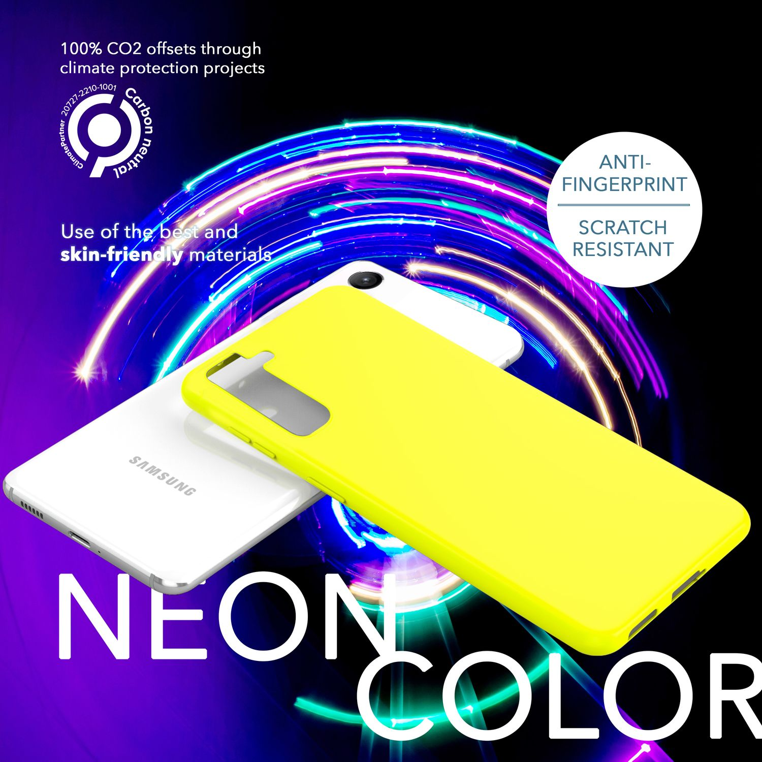 NALIA Neon Silikon Samsung, Gelb Backcover, 2x S23, Kameraschutz, & Galaxy Hülle mit Display