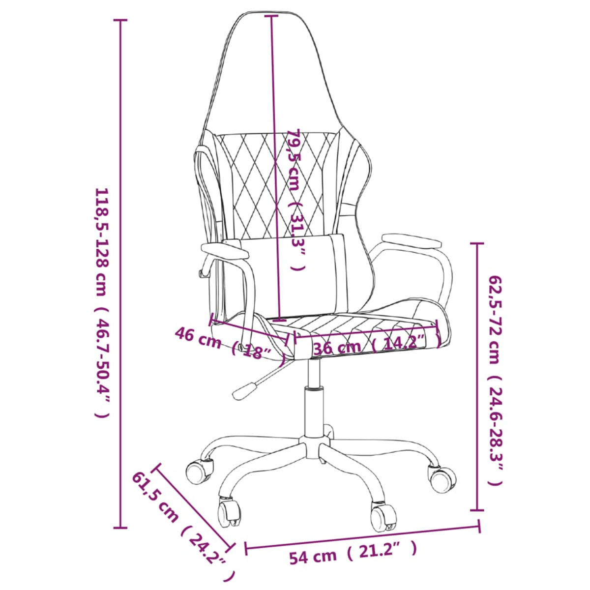 Stuhl, Gaming Weiß VIDAXL 3143785