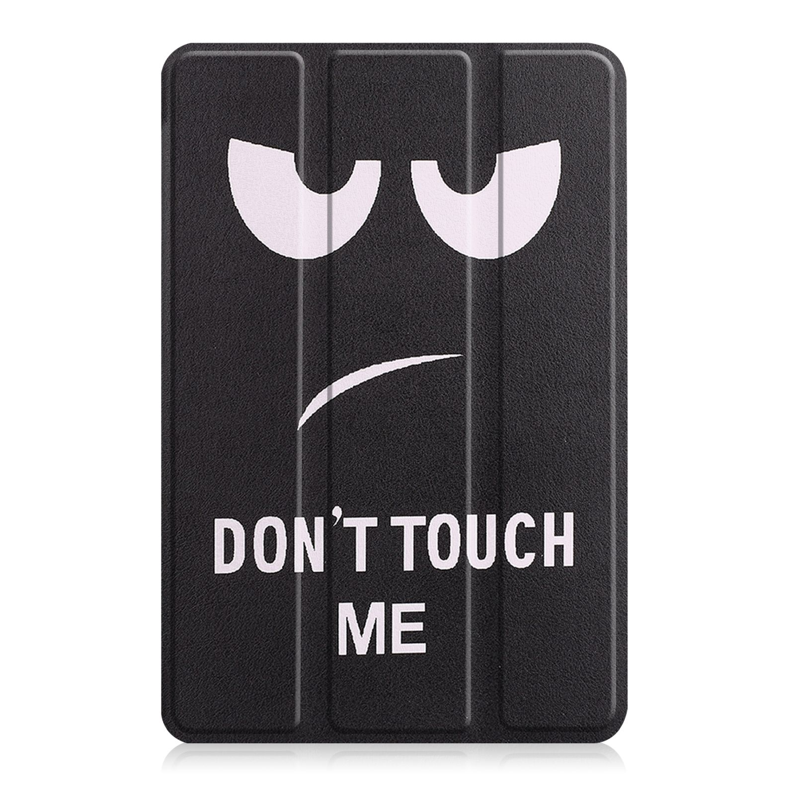 Schwarze Tablethülle mit den Worten 'DON'T TOUCH ME' und einem Gesichtsdesign.
