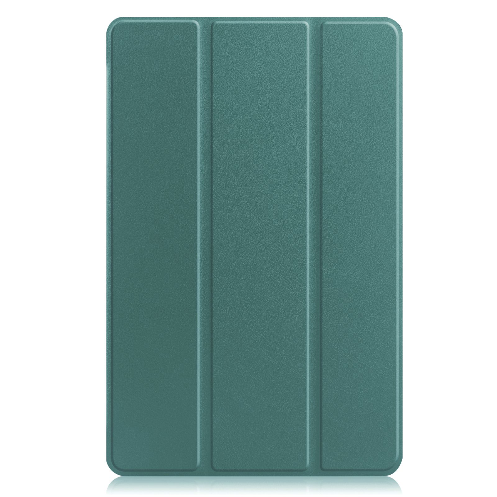 Eine grüne Tablet-Hülle mit drei vertikalen Linien.