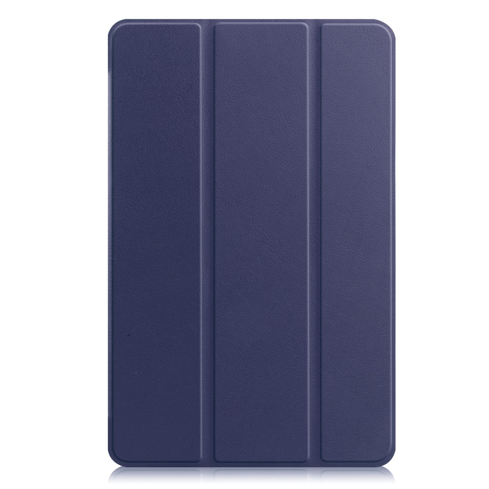 Geschlossene blaue Tablett-Hülle. Die Abdeckung ist einfarbig blau. Die Hülle ist rechteckig.