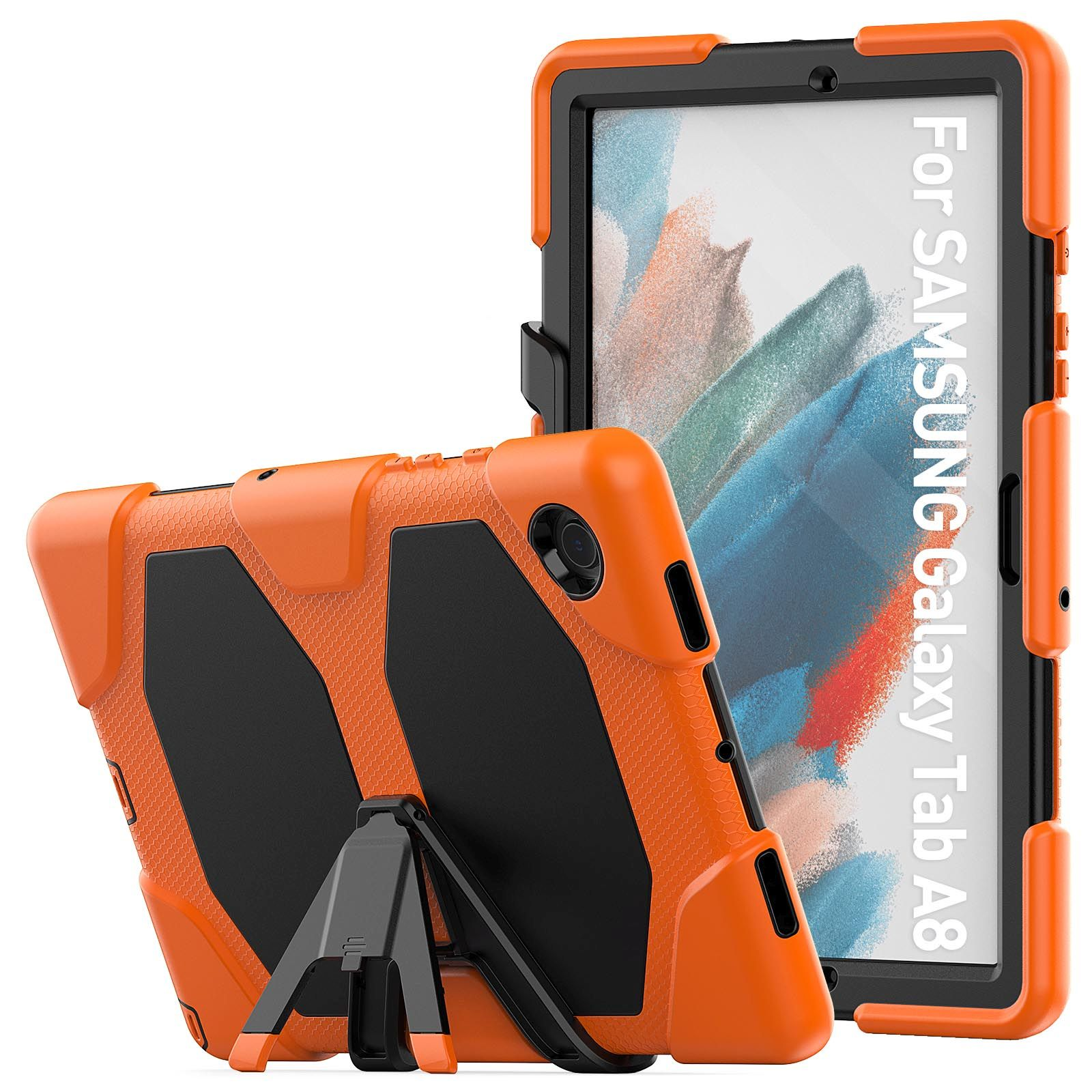 LOBWERK 4in1 Orange Tab 10.5 für Kunststoff, X206 A8 Case Bookcover Schutzhülle Samsung X200