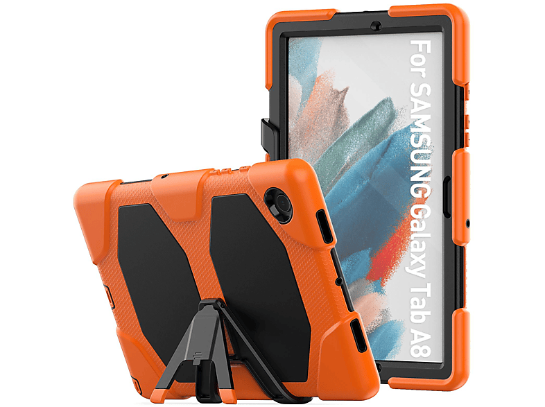 LOBWERK 4in1 Schutzhülle Case Bookcover für Samsung Tab A8 X200 X206 10.5 Kunststoff, Orange