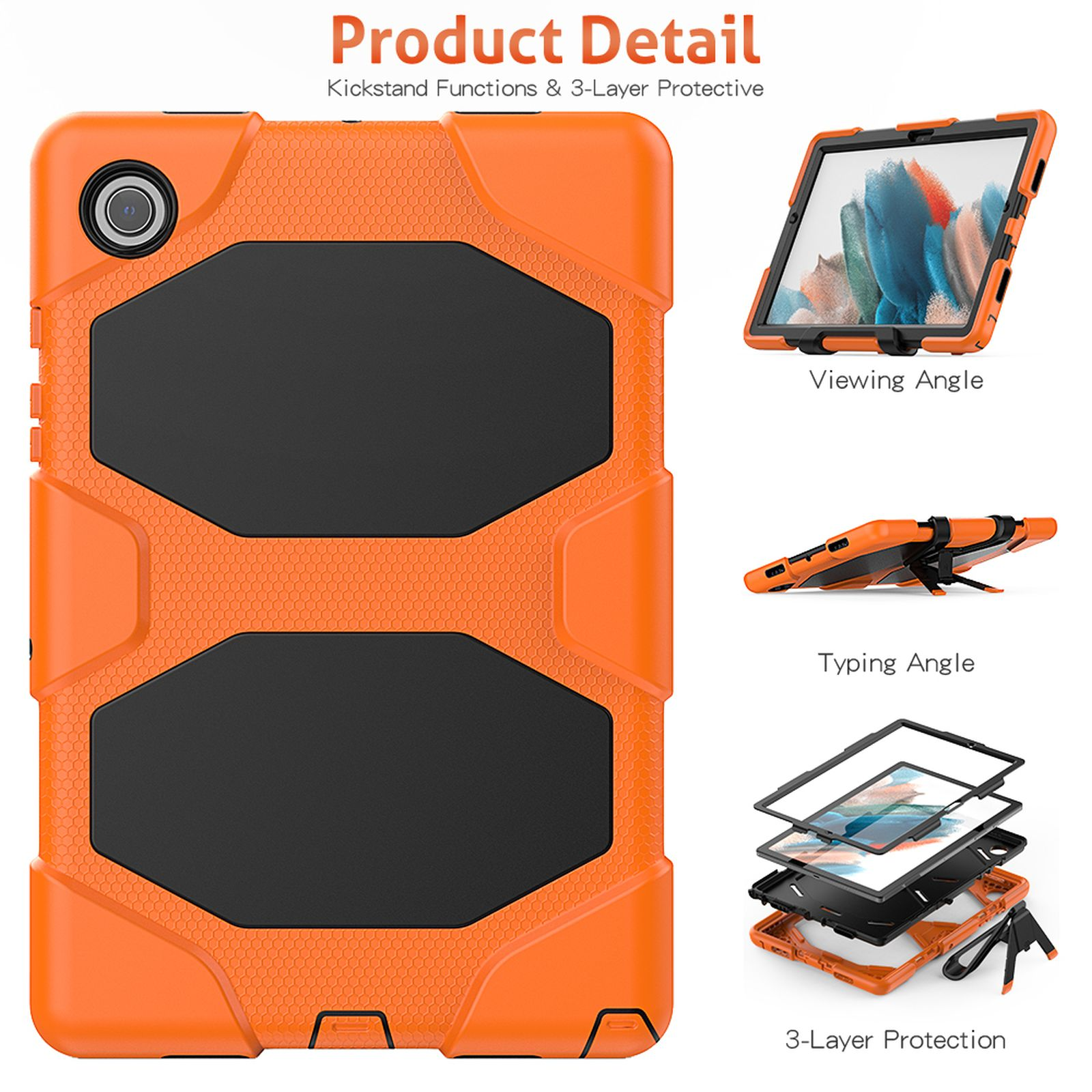 LOBWERK 4in1 Schutzhülle Case Tab X200 10.5 für X206 A8 Orange Bookcover Samsung Kunststoff