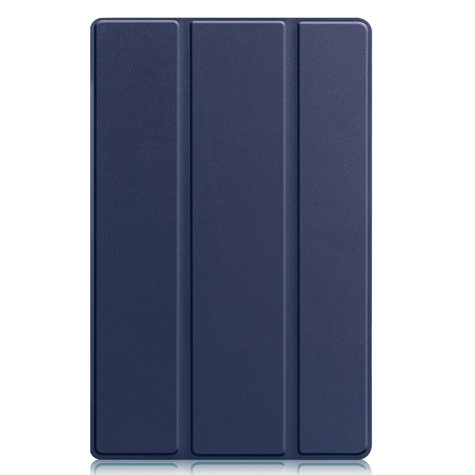 Geschlossene Tablet-Hülle, dunkelblaue Farbe, drei Paneele.