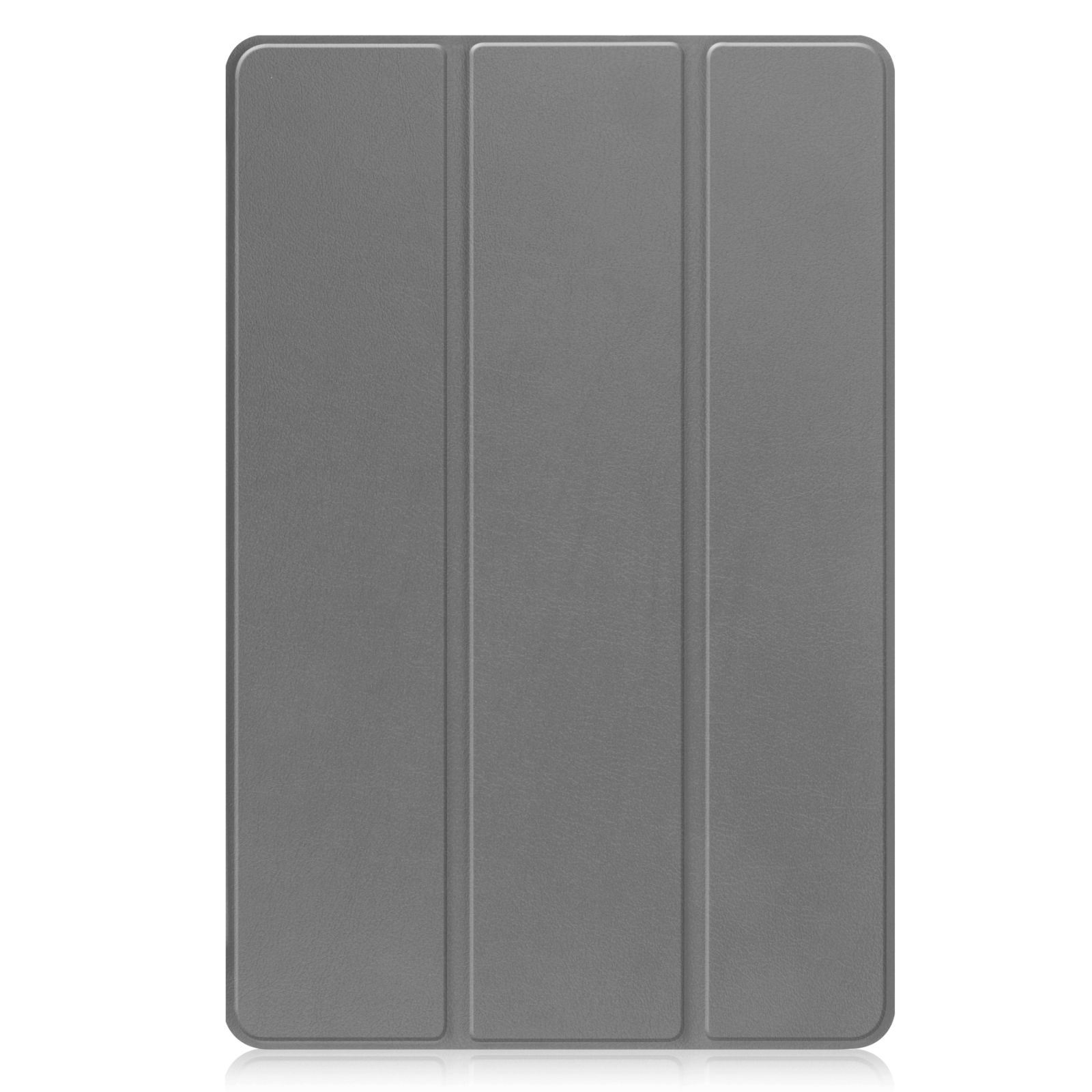 Tablethülle, grau, geschlossen, mit glatter Oberfläche.