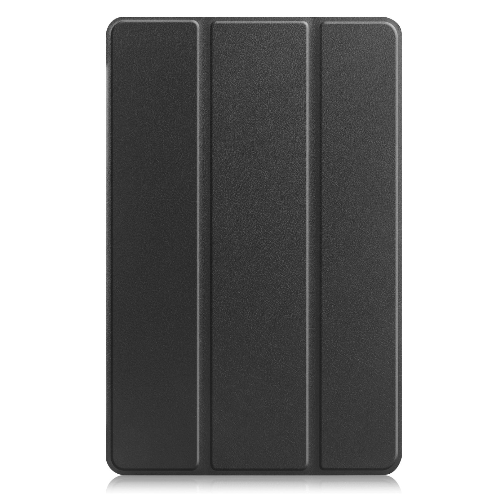 Eine schwarze Tablettasche mit drei Paneelen.