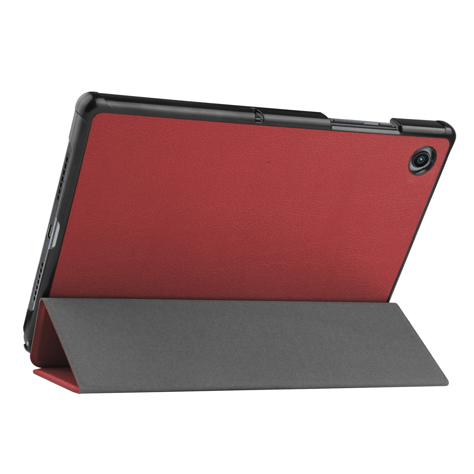Tablet in roter Hülle. Die Hülle ist geöffnet, das Tablet sichtbar.
