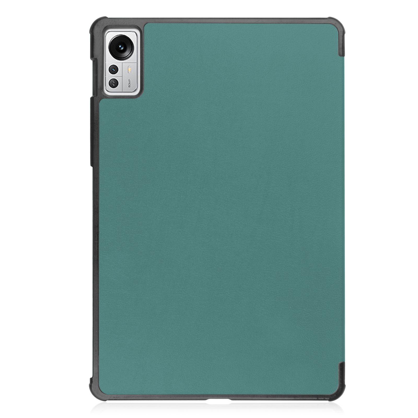 Grünes Tablet-Case. Schwarzer Rand. Weißer Hintergrund.