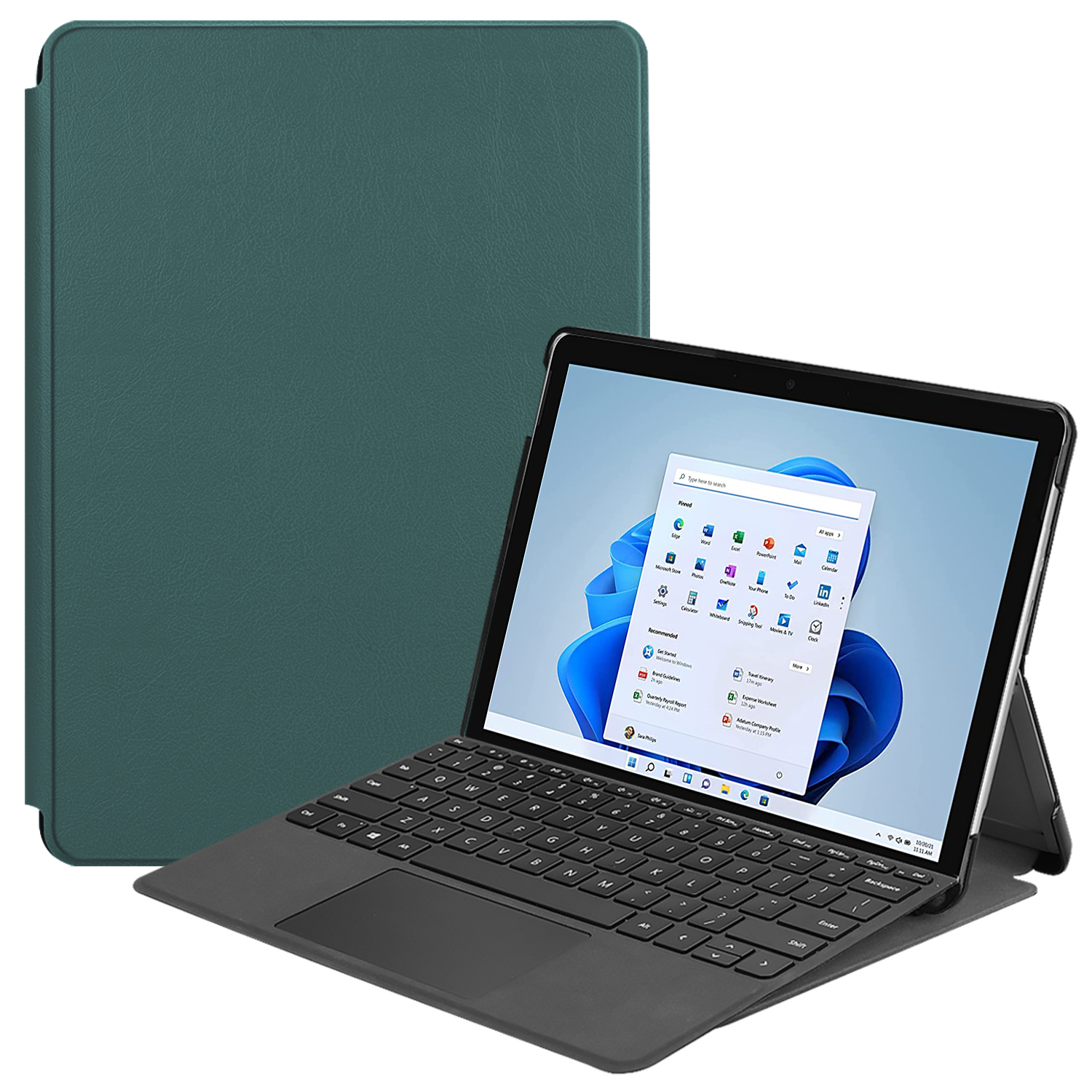 LOBWERK Zoll Pro Microsoft 8 Schutzhülle Grün Surface 13 Kunstleder, für Bookcover Hülle