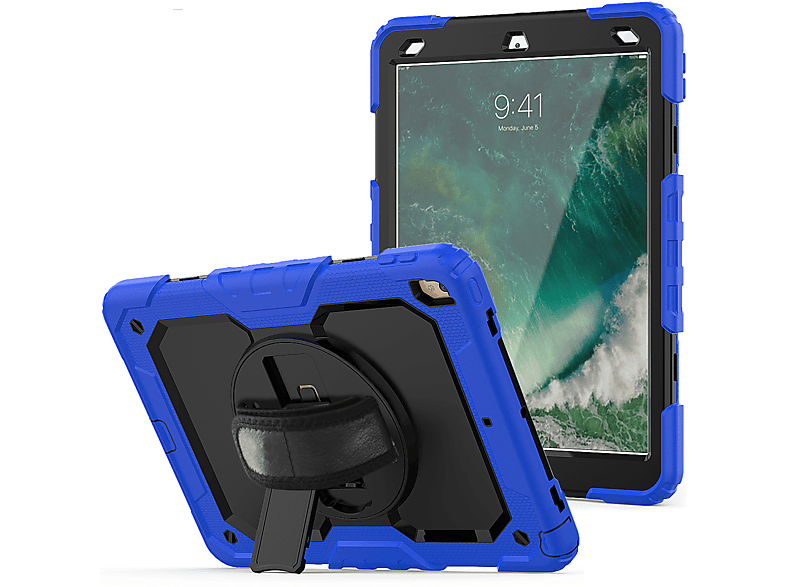 LOBWERK 4in1 Schutzhülle Case Bookcover für Apple iPad 10.2 2019/2020/2021 10.2 +Tragegurt Kunststoff, Blau
