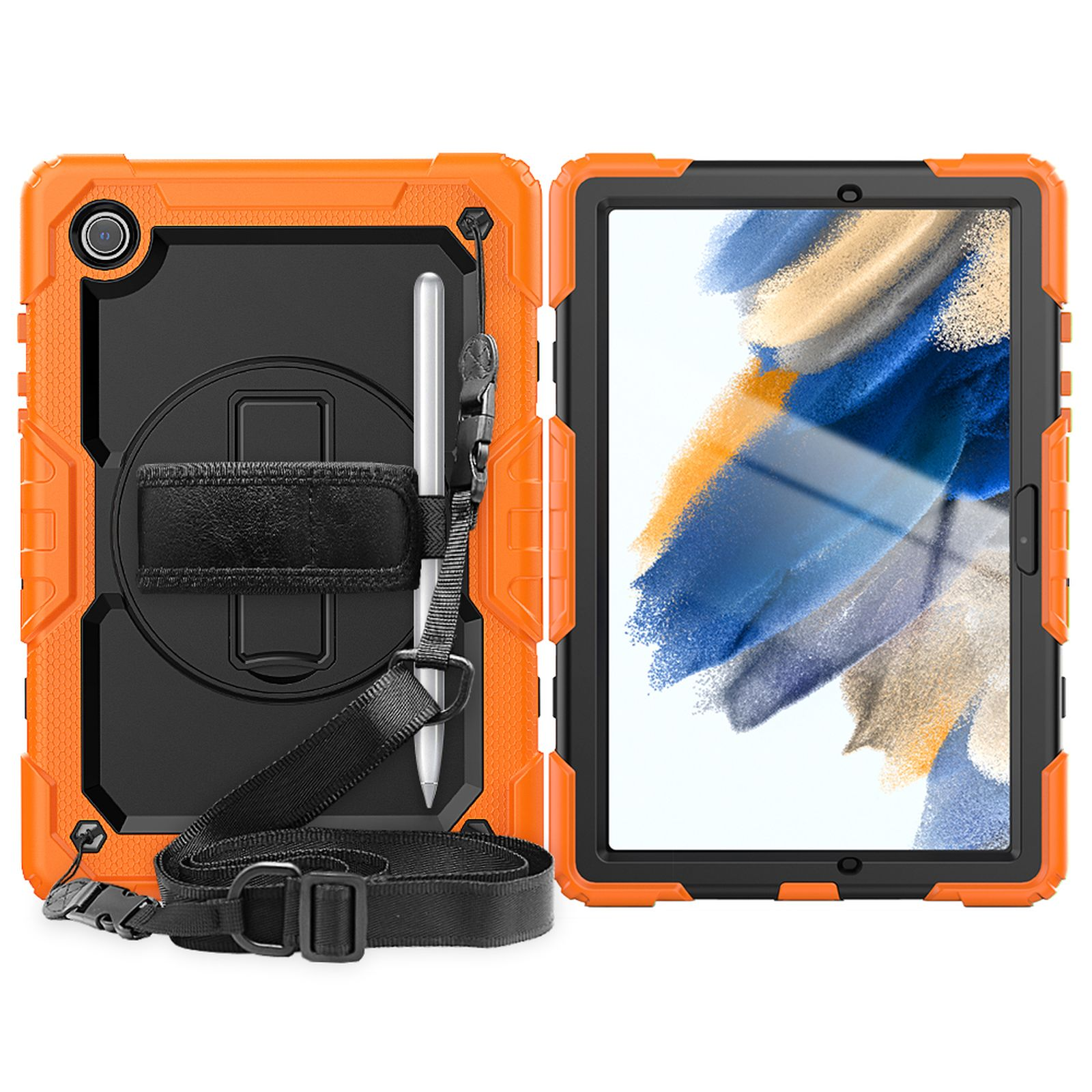 Kunststoff, X206 Tab X200 Orange LOBWERK A8 Schutzhülle Case für 10.5 Samsung Bookcover 4in1