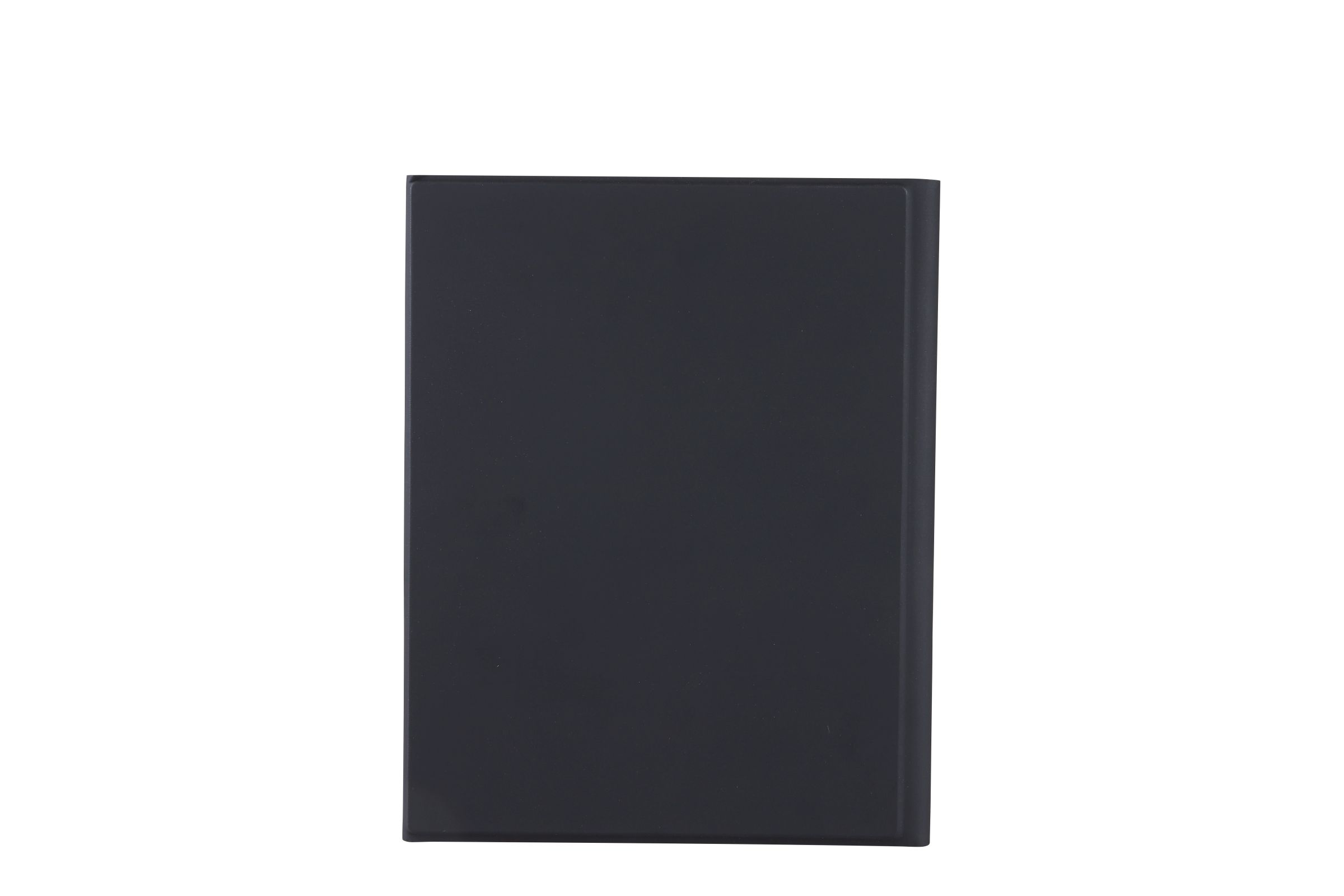 Ein durchgehend schwarzes Quadrat, wahrscheinlich ein Buch oder ein ähnliches Objekt, vor weißem Hintergrund.