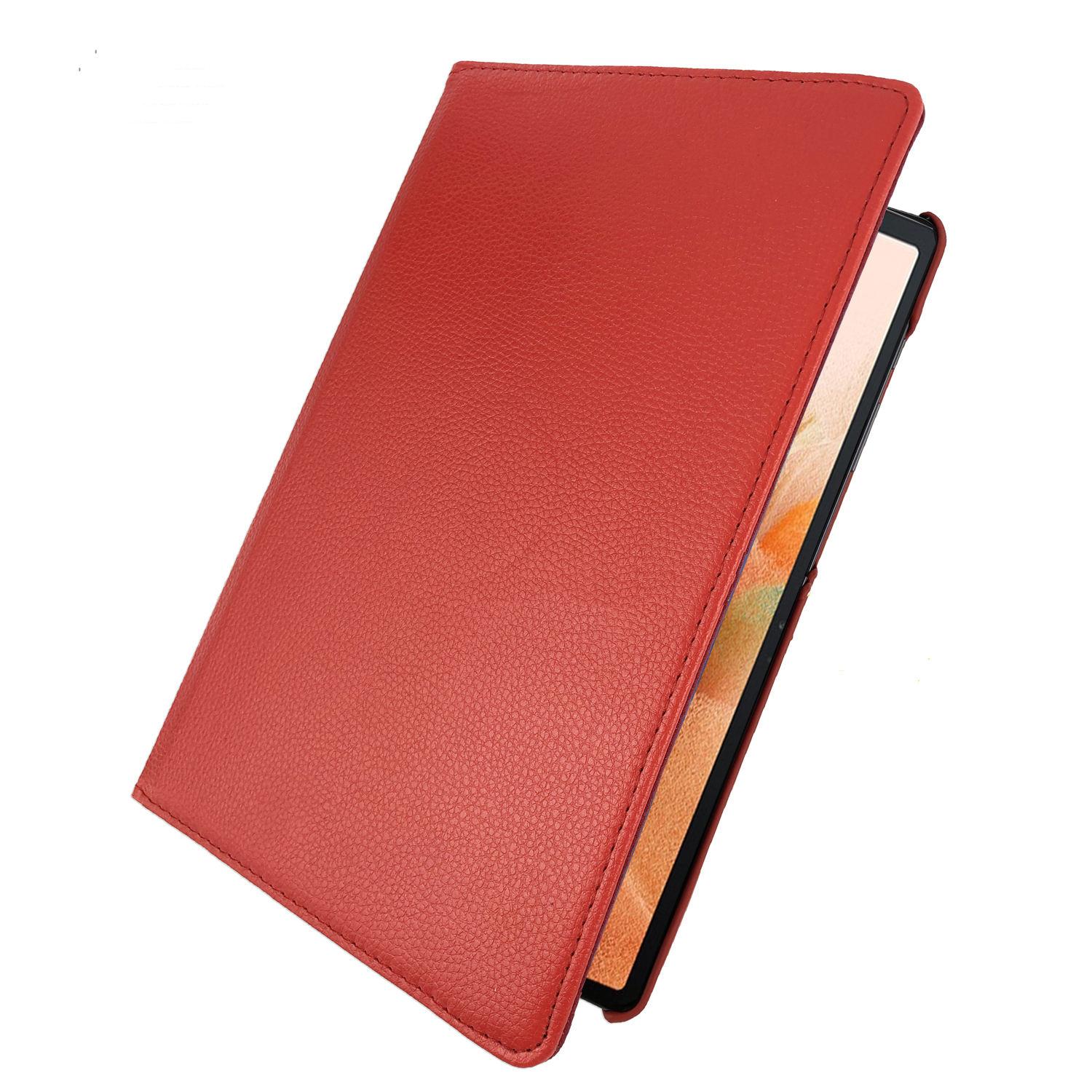 LOBWERK Hülle Schutzhülle Bookcover für T970 Tab S Kunstleder, Rot T975 SM-T730 S7+ X800 Samsung S7 FE Tab Plus