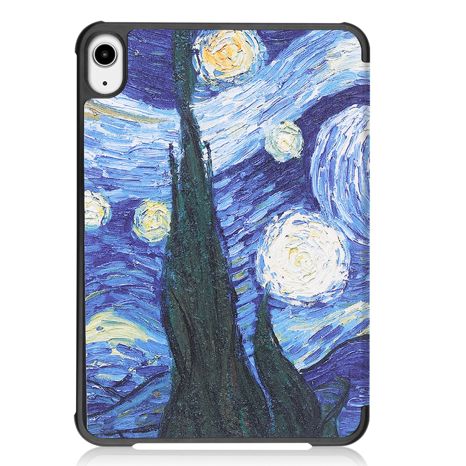 Tablet-Hülle mit einem Van Gogh-Gemälde. Die Hülle ist geschlossen und zeigt das Starry Night-Kunstwerk.