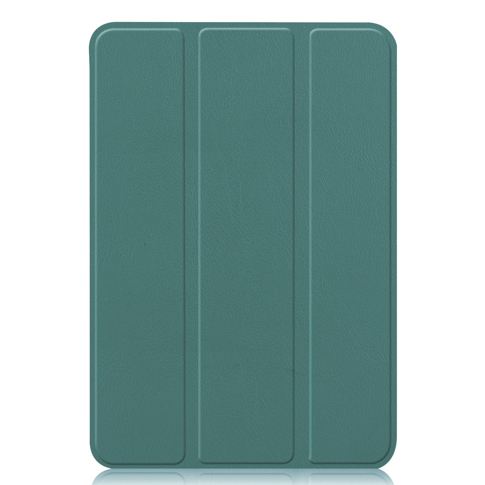 Geschlossene Tablet-Hülle, türkis. Drei vertikale Linien, die das Faltdesign anzeigen.