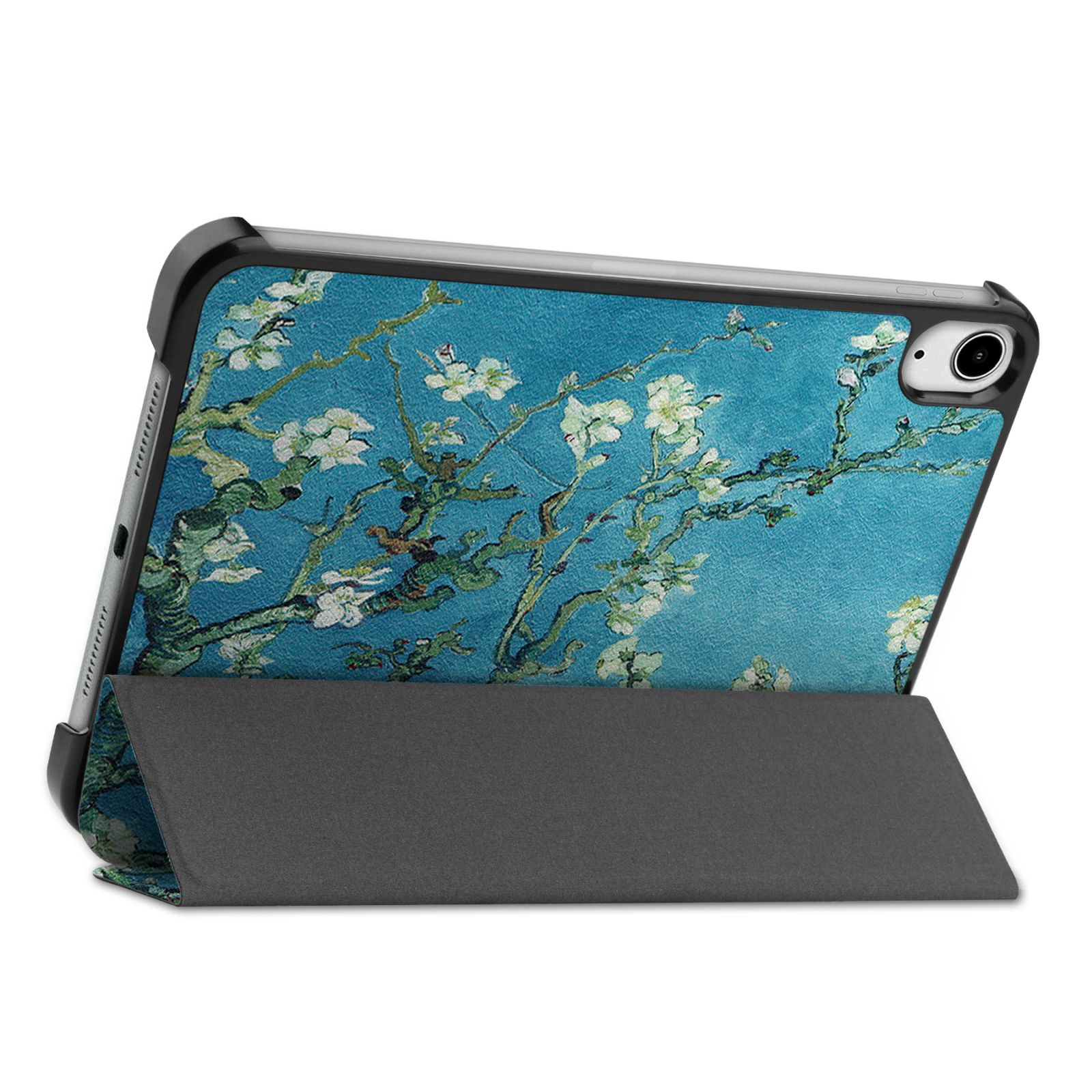 Eine Tablet-Hülle mit einem Van Gogh-Gemälde, offen auf weißem Hintergrund.