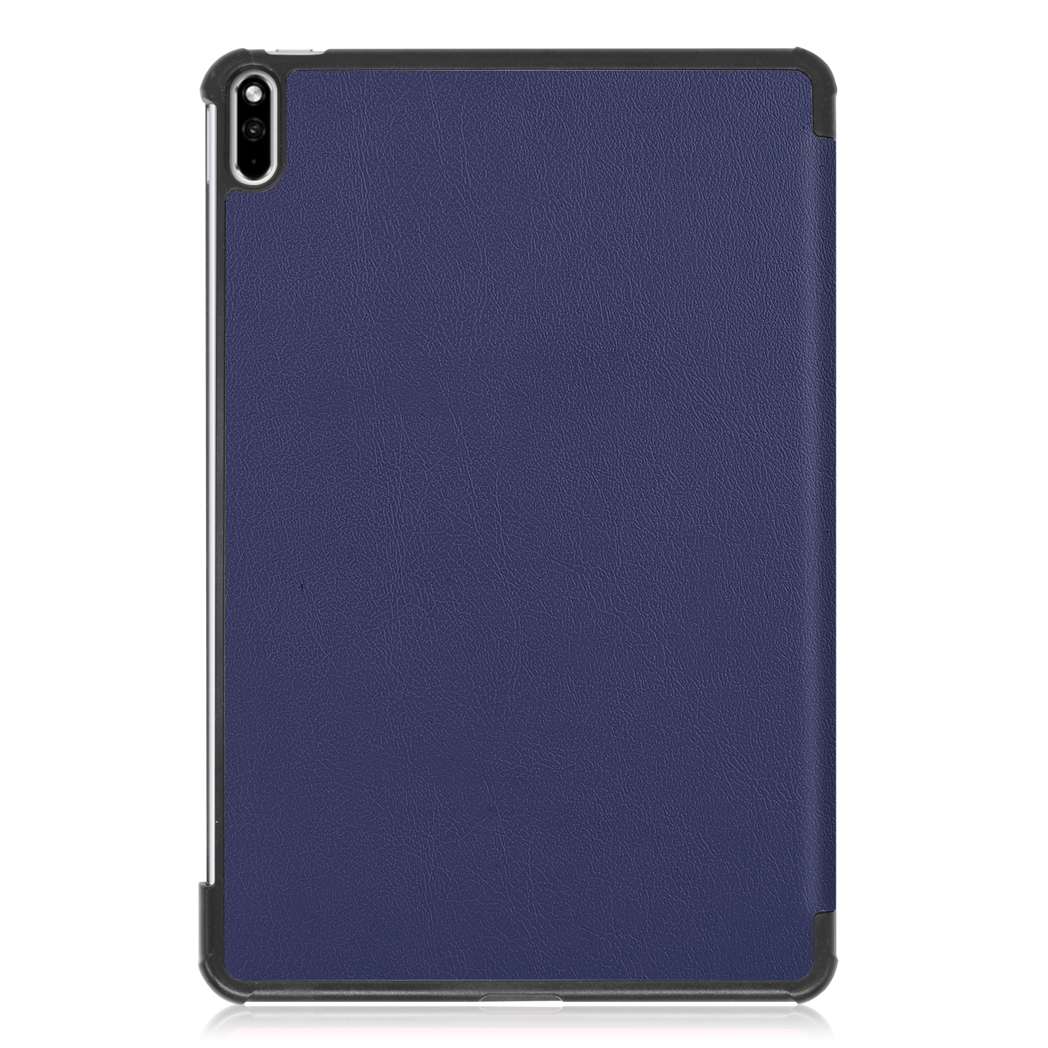 Eine blaue Tablethülle. Die Hülle ist geschlossen und hat eine glatte Oberfläche.
