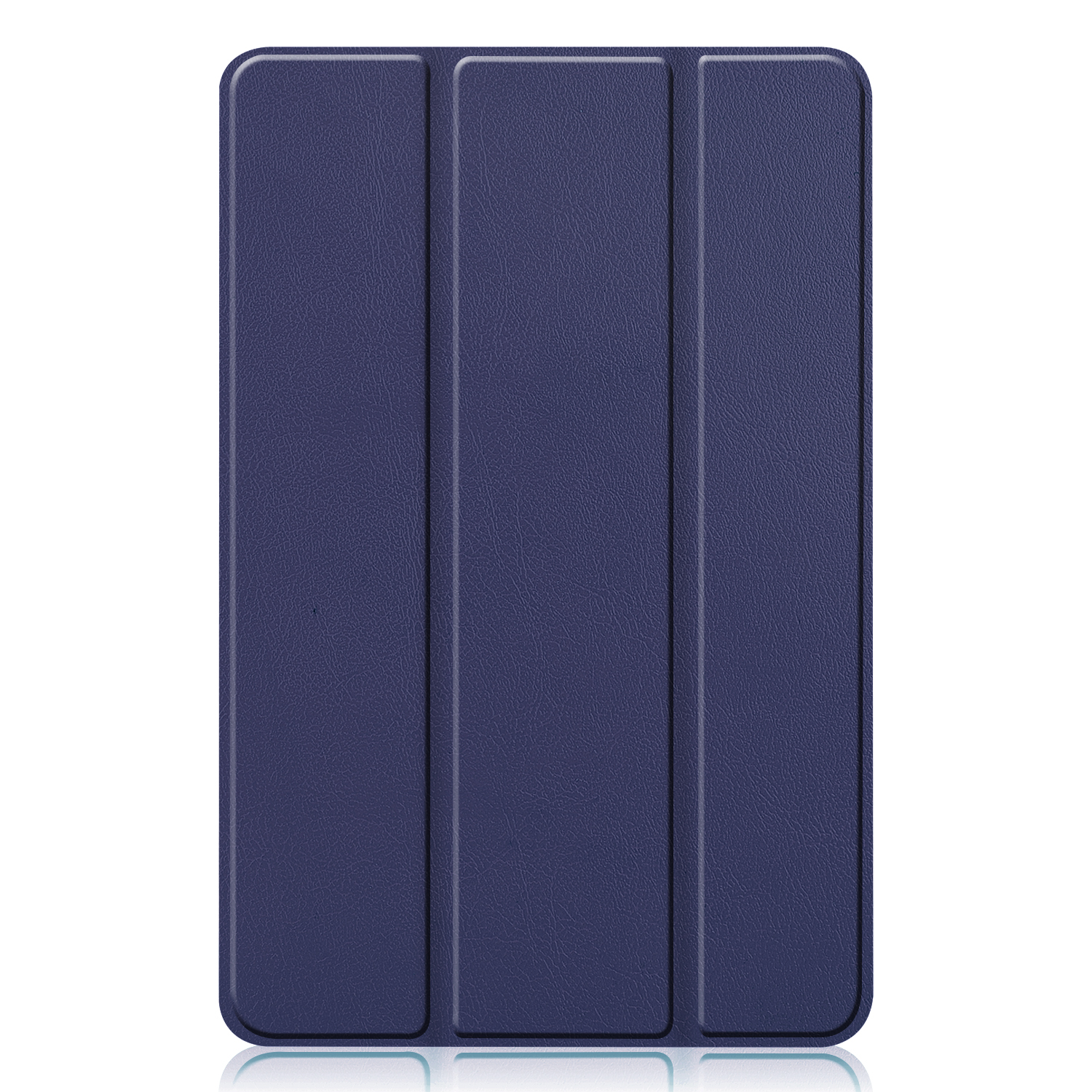 Dunkelblaues Tablet-Case, geschlossen. Weißer Hintergrund.