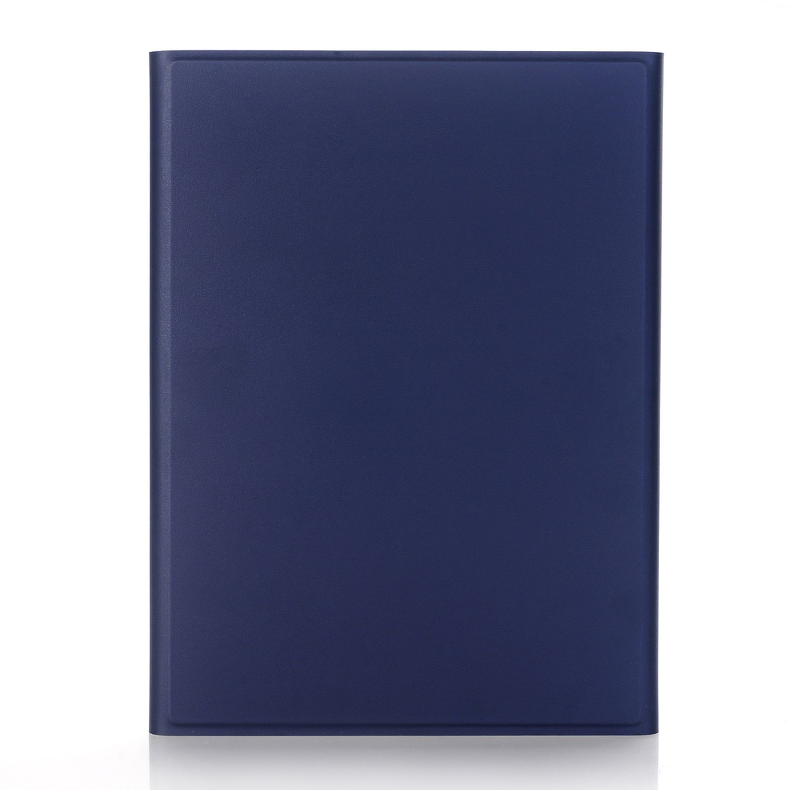 Dunkelblaue Tablet-Abdeckung. Weißer Hintergrund. Klares und einfaches Design.