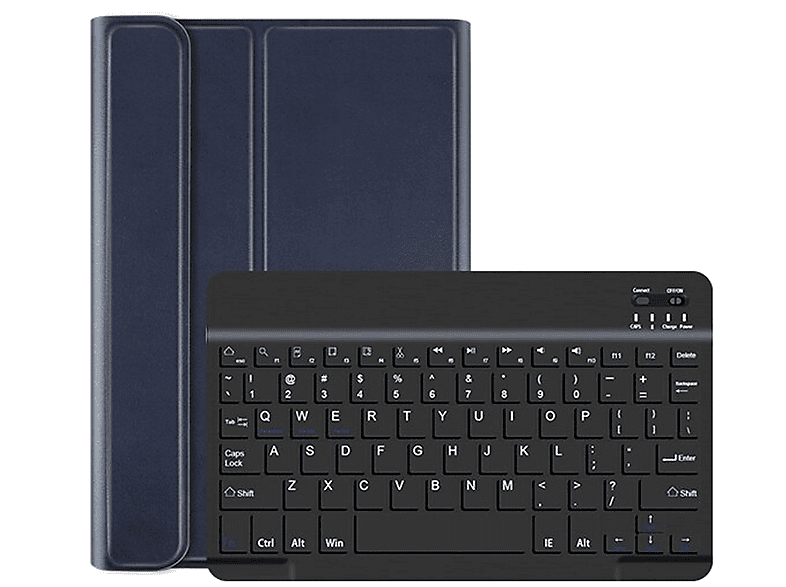 LOBWERK 2in1 Set (Bluetooth Tastatur + Cover) Schutzhülle Bookcover für Samsung Galaxy Tab A SM-T590 SM-T595 10.5 Zoll Kunststoff, Blau