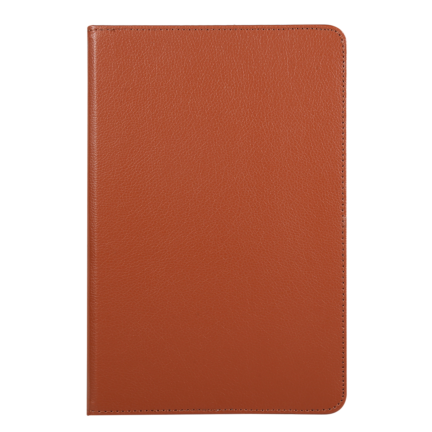 Braune Leder-Tablet-Hülle, geschlossen. Einfache, glatte Oberfläche, sauberer Look.