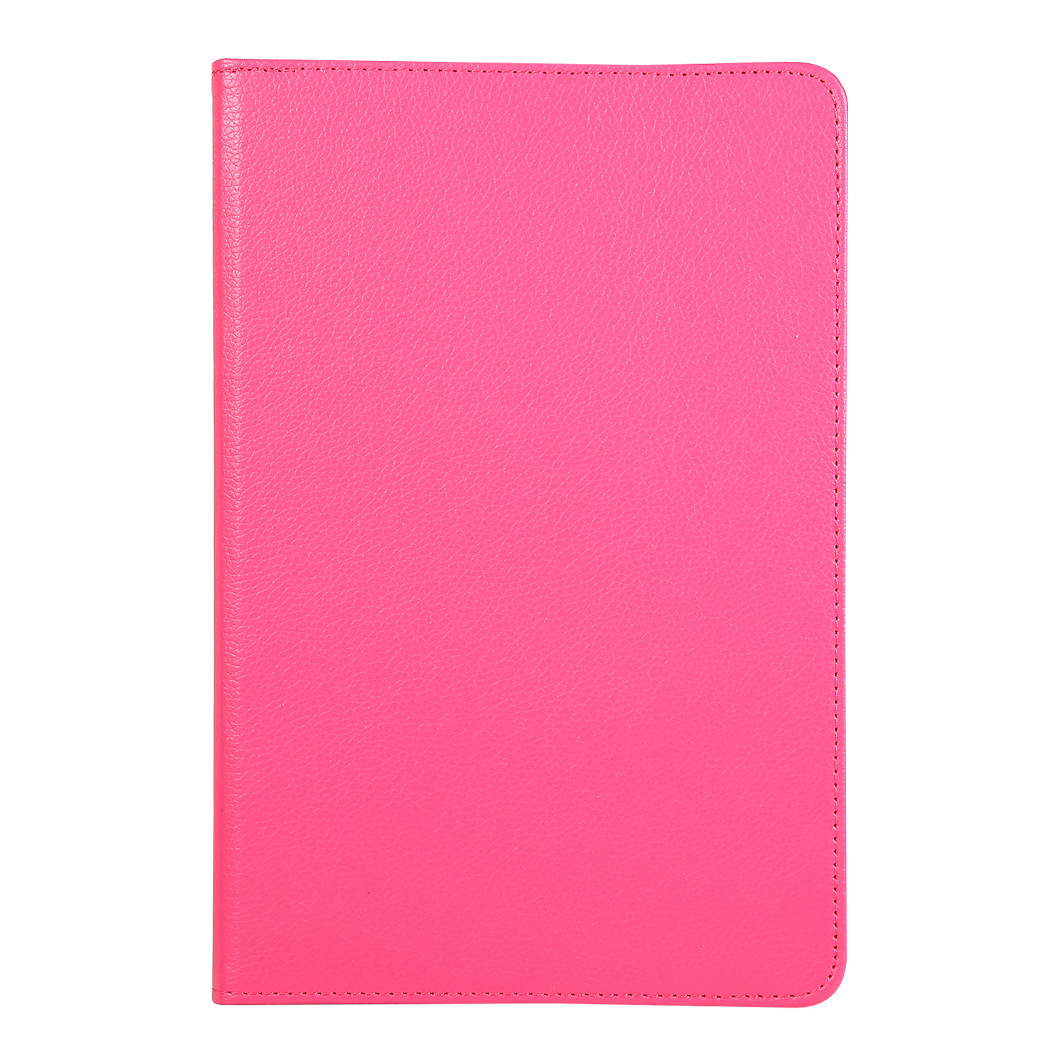 Rosa Tablet-Hülle, Lederstruktur, rechteckige Form. Hintergrund ist weiß.