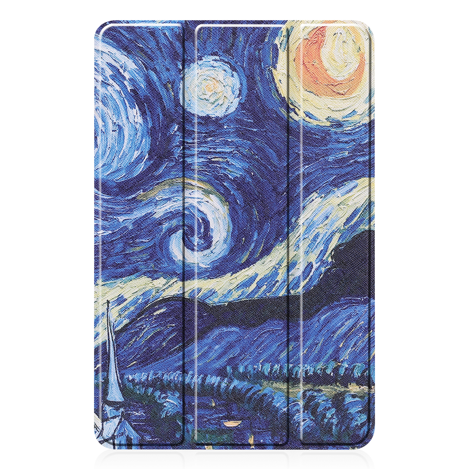 Tablethülle mit Van Gogh-Design, Nachtszene mit Sternen.
