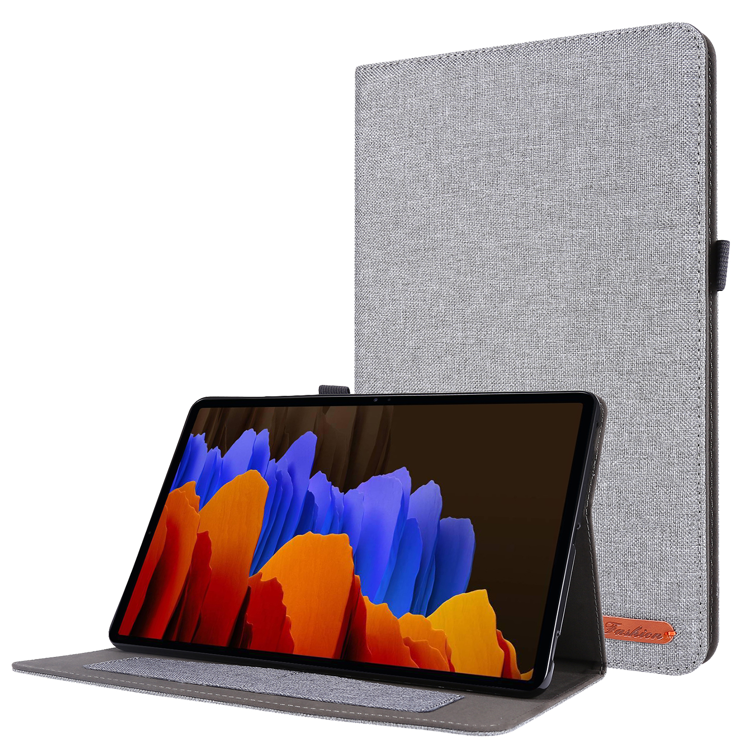 LOBWERK Hülle Schutzhülle SM-T870/T875/X700 Grau Bookcover Galaxy Samsung S7 Tab für Kunststoff