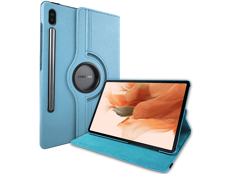 LOBWERK Bookcover für Tab S7+ Tab FE T975 Plus T970 SM-T730 Samsung Hellblau Kunstleder, S7 Hülle S Schutzhülle