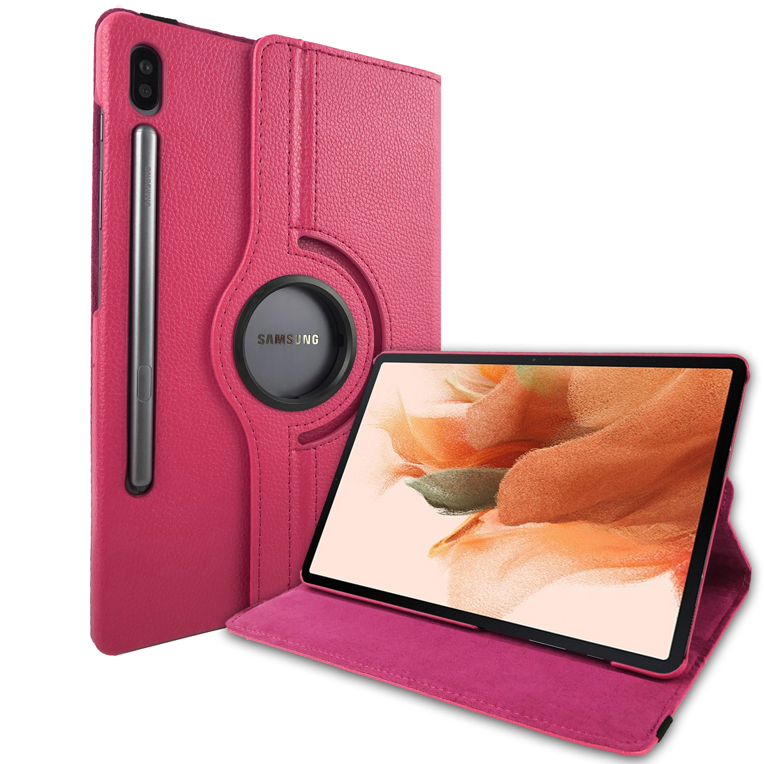 LOBWERK Hülle Schutzhülle Bookcover Tab Plus Samsung X800 S7+ für Kunstleder, S T975 Tab Pink S7 T970 SM-T730 FE