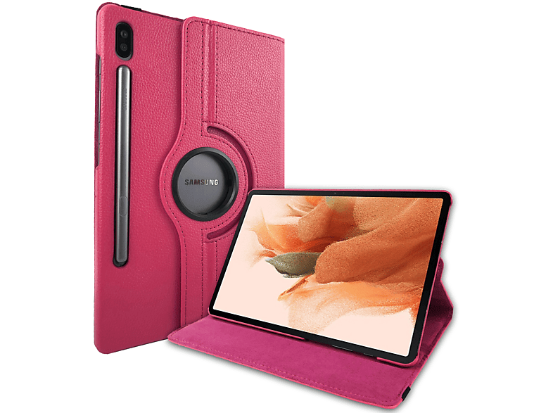 LOBWERK Hülle Schutzhülle Bookcover für Samsung Tab S7+ Plus Tab S T970 T975 S7 FE SM-T730 X800 Kunstleder, Pink