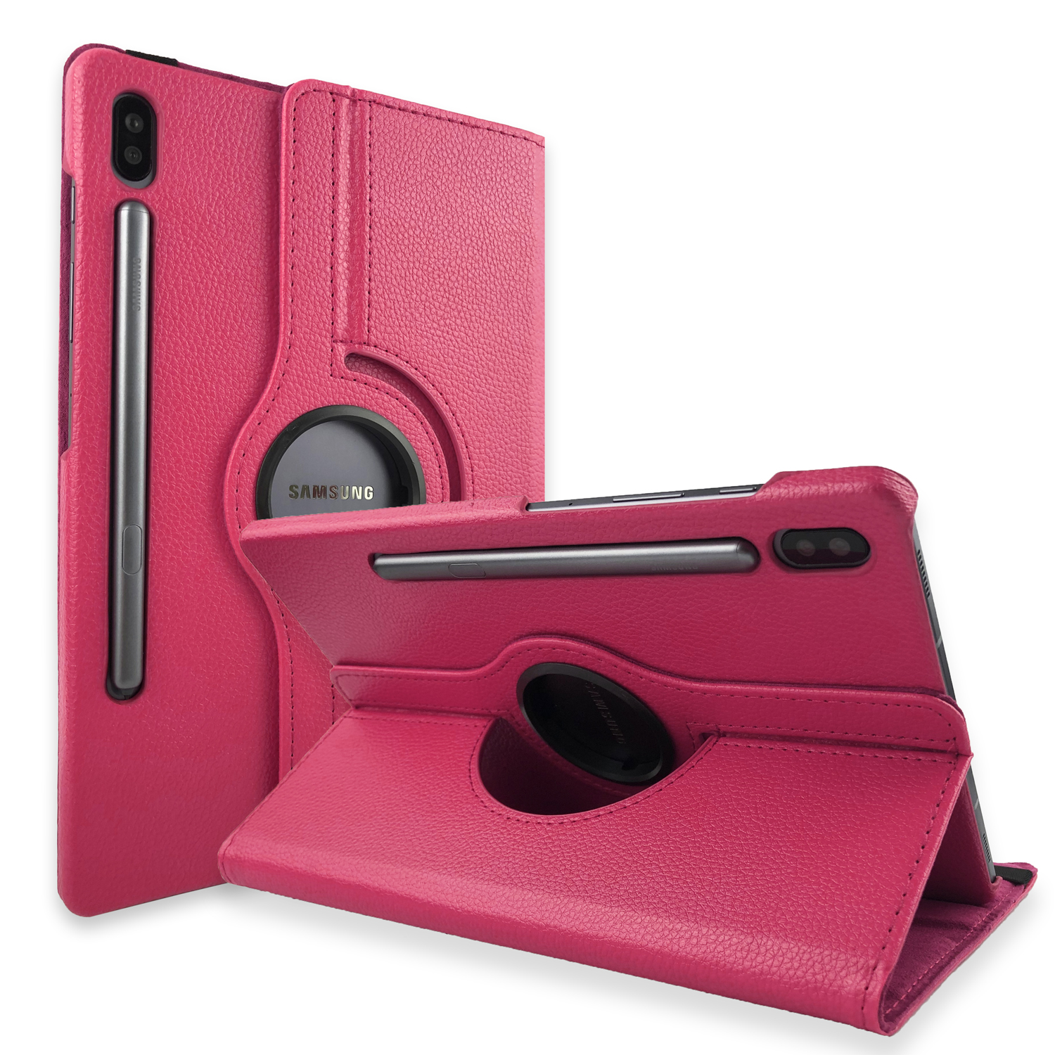 T975 Tab S Schutzhülle Kunstleder, Hülle T970 S7 Pink Plus LOBWERK für S7+ FE Tab Samsung Bookcover SM-T730 X800