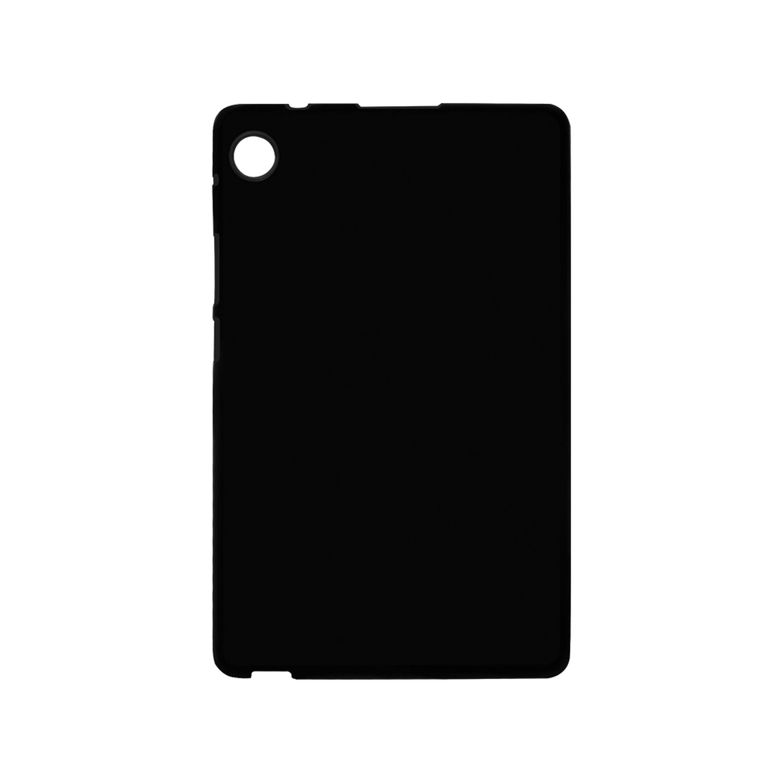 Eine schwarze Tabletttasche mit einem Loch für die Kamera.