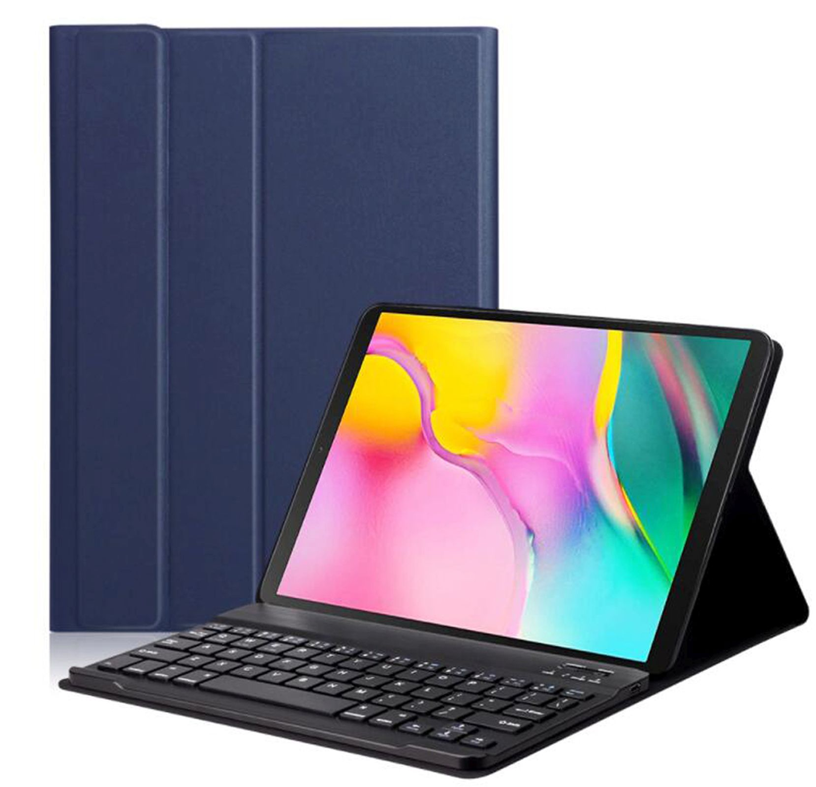 LOBWERK 2in1 Set (Bluetooth SM-T515 Tastatur 10.1 Bookcover Blau SM-T510 Tab A Kunststoff, Samsung für Cover) + Galaxy Zoll Schutzhülle