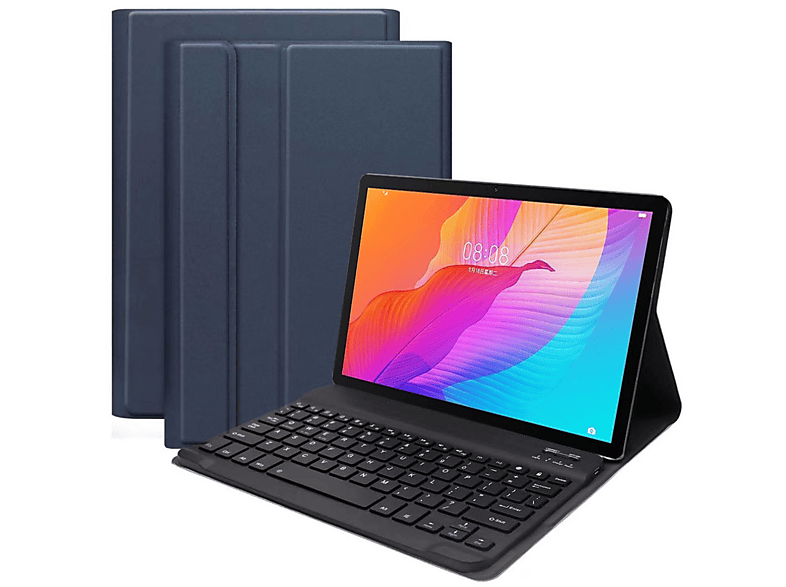 LOBWERK 2in1 Set (Bluetooth Tastatur + Cover) Schutzhülle Bookcover für Huawei Honor 6 T10/T10S Matepad Kunststoff, Blau