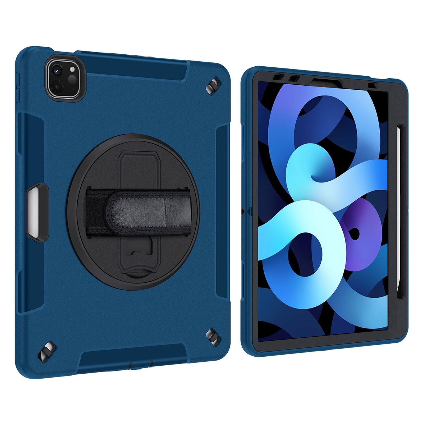 LOBWERK 4in1 Schutzhülle Case 2020/2022 Apple 4th A2072/A2316/A2324/A2325 Air iPad Generation Kunststoff, 4 Bookcover Blau für 10.9 Zoll