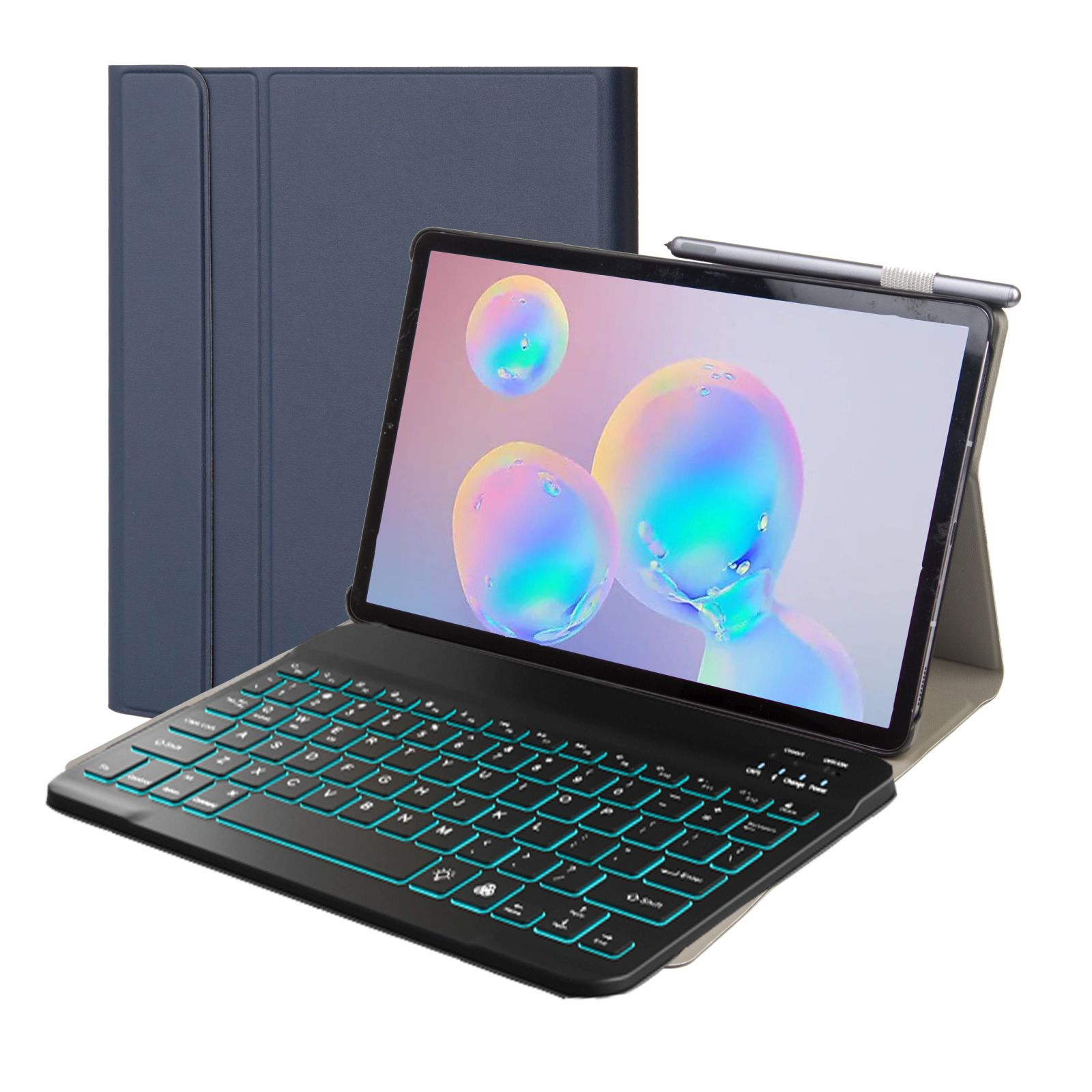 LOBWERK 2in1 Galaxy T720 + für (Bluetooth Blau Samsung T725 Schutzhülle Set S5e Tab Bookcover Kunststoff, Cover) Tastatur
