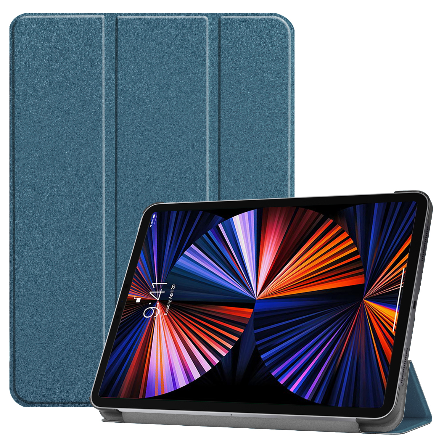 LOBWERK Hülle Schutzhülle Bookcover für Generation Pro Zoll 12.9 iPad Apple Grün 5. Kunstleder, 12.9 2021
