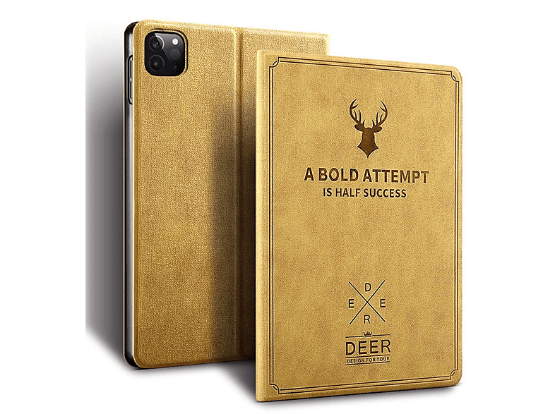 LOBWERK Hülle Schutzhülle Bookcover für Kunststoff, Pro Apple iPad 11 Gelb 2020