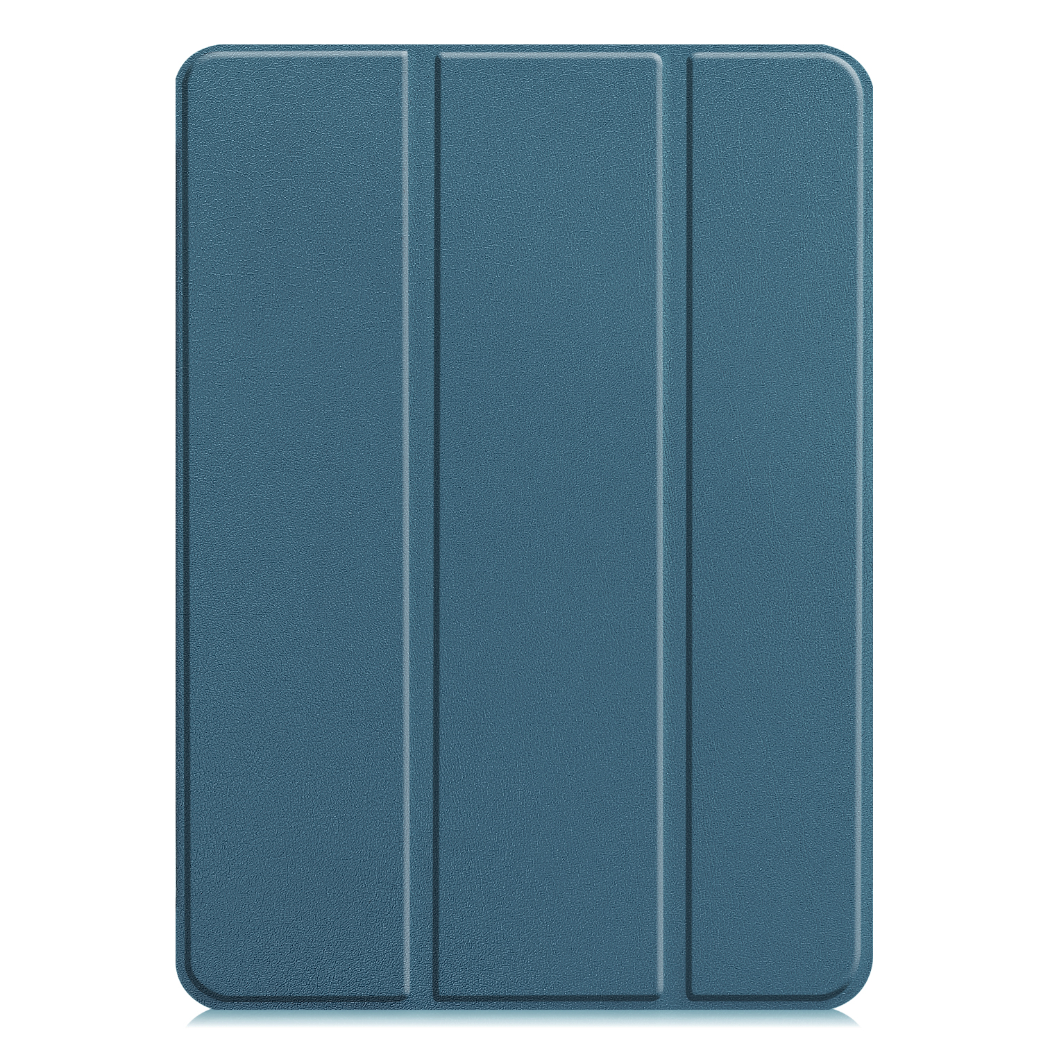 Eine blaue Tablethülle mit strukturierter Oberfläche und dreifachem Deckel.