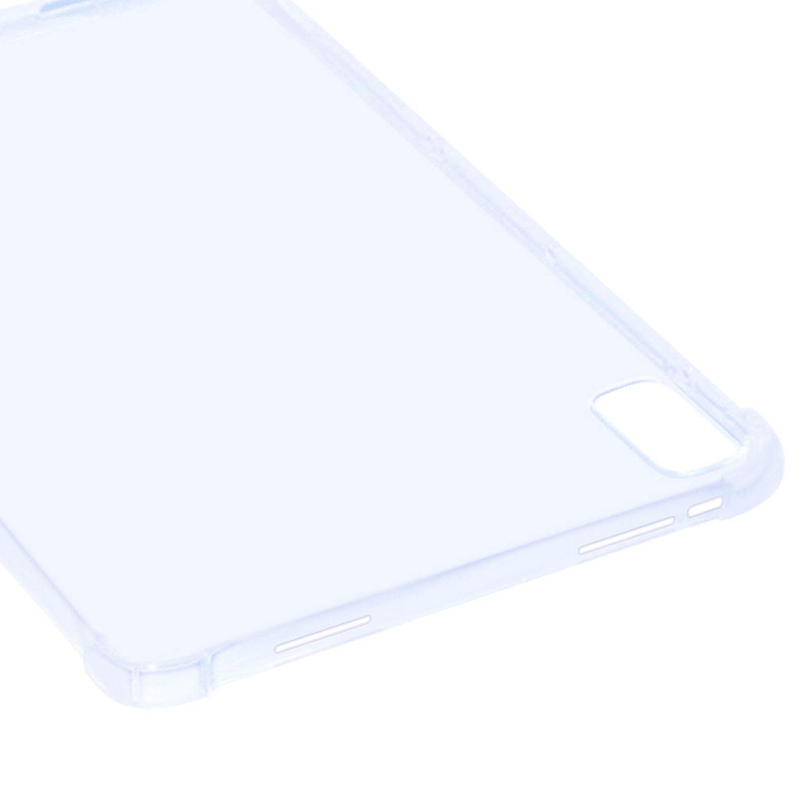 Eine transparente Tablethülle mit leichtem Blaustich.